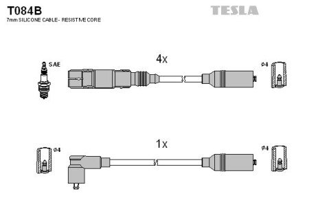 Комплект кабелiв запалювання tesla T084B на Фольксваген Венто