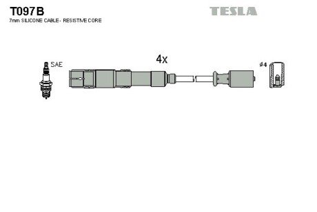 Високовольтні провода для свічок запалювання tesla T097B