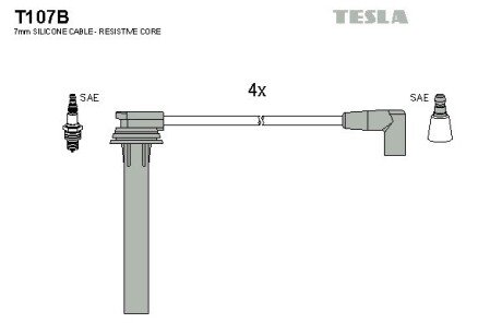 Комплект кабелiв запалювання tesla T107B на Крайслер Себринг