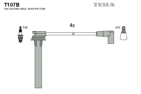 Комплект кабелiв запалювання Tesla T107B