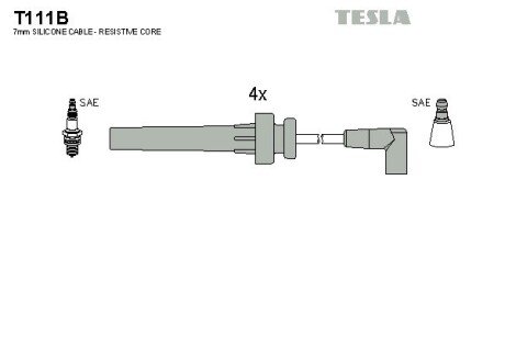 Комплект кабелiв запалювання tesla T111B на Крайслер (Гранд) вояджер