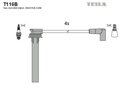 Комплект кабелiв запалювання tesla T116B