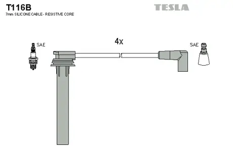 Комплект кабелiв запалювання tesla T116B Крайслер Пт крузер