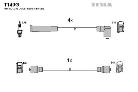 Комплект кабелiв запалювання tesla T140G на Форд Эскорт