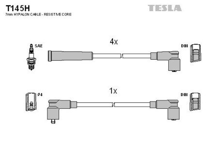 Комплект кабелiв запалювання tesla T145H на Шкода Фаворит