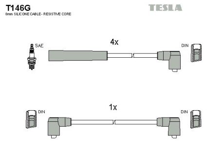 Комплект кабелiв запалювання tesla T146G на Форд Transit