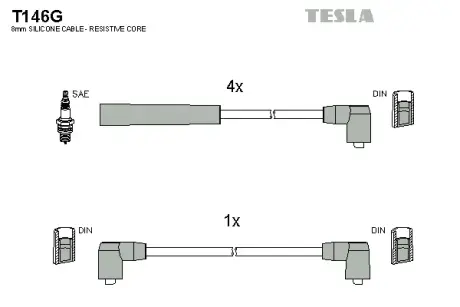 Комплект кабелiв запалювання Tesla T146G