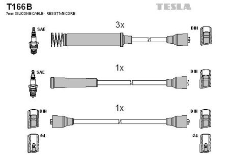 Комплект кабелiв запалювання tesla T166B