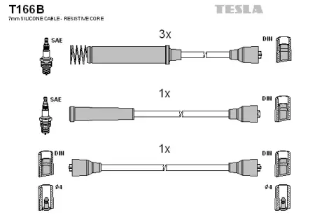 Комплект кабелiв запалювання Tesla T166B