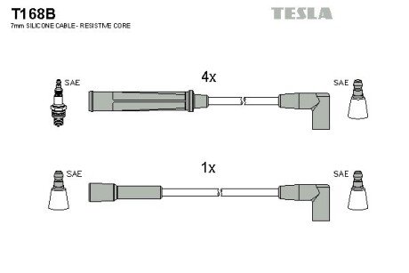 Комплект кабелiв запалювання tesla T168B на Опель Кадет д