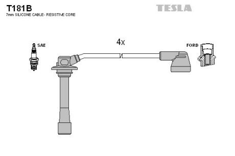 Комплект кабелiв запалювання tesla T181B на Мазда 626