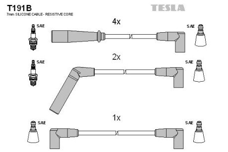 Комплект кабелiв запалювання tesla T191B на Jeep Wrangler