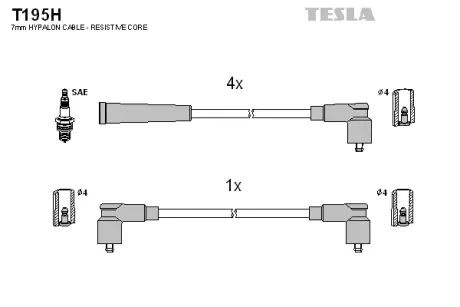 Комплект кабелiв запалювання tesla T195H Шкода Фелиция