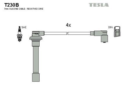 Высоковольтные провода для свечей зажигания tesla T230B