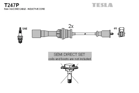 Комплект кабелiв запалювання tesla T247P