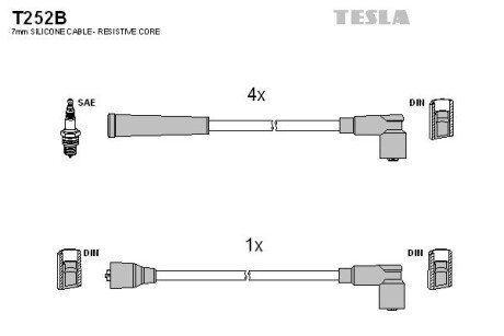 Високовольтні провода для свічок запалювання tesla T252B