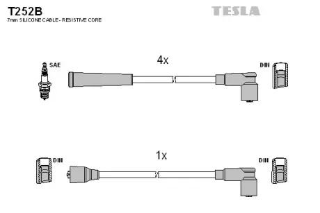 Комплект кабелiв запалювання Tesla T252B