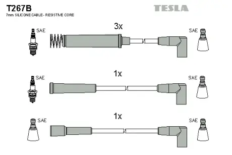 Комплект кабелiв запалювання tesla T267B