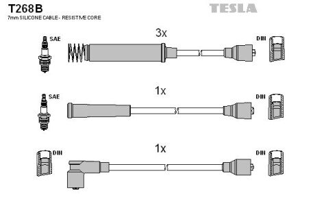 Комплект кабелiв запалювання tesla T268B