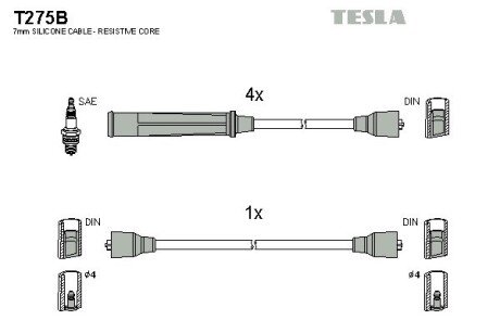 Комплект кабелiв запалювання tesla T275B на Опель Рекорд