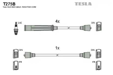 Комплект кабелiв запалювання Tesla T275B