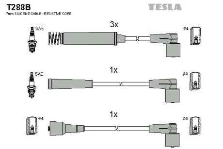 Комплект кабелiв запалювання tesla T288B