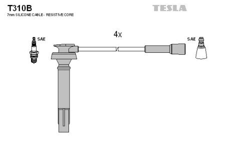 Високовольтні провода для свічок запалювання tesla T310B