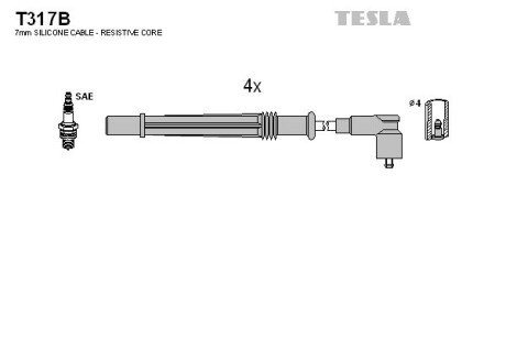 Комплект кабелiв запалювання tesla T317B