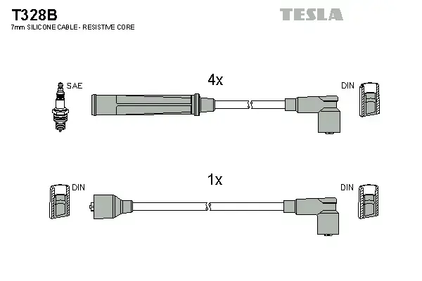 Комплект кабелiв запалювання tesla T328B