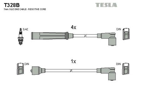 Комплект кабелiв запалювання tesla T328B на Сузуки Свифт