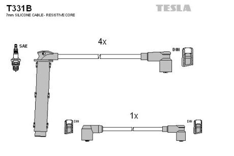 Комплект кабелiв запалювання tesla T331B