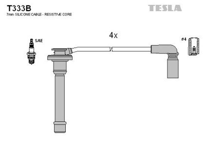 Комплект кабелiв запалювання tesla T333B