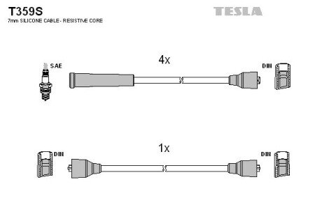 Комплект кабелiв запалювання tesla T359S