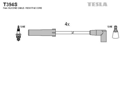 Комплект кабелiв запалювання tesla T394S