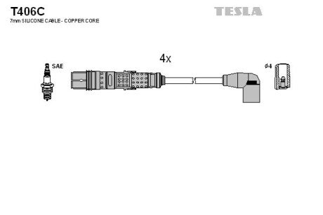 Комплект кабелiв запалювання tesla T406C на Сеат Ibiza 4