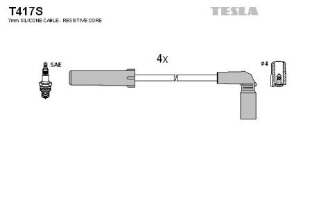 Комплект кабелiв запалювання tesla T417S