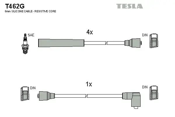 Комплект кабелiв запалювання tesla T462G