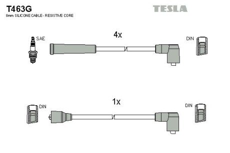 Комплект кабелiв запалювання tesla T463G на Форд Эскорт