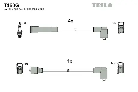 Комплект кабелiв запалювання tesla T463G Форд Fiesta
