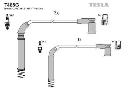 Комплект кабелiв запалювання tesla T465B