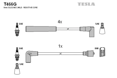 Комплект кабелiв запалювання Tesla T466G