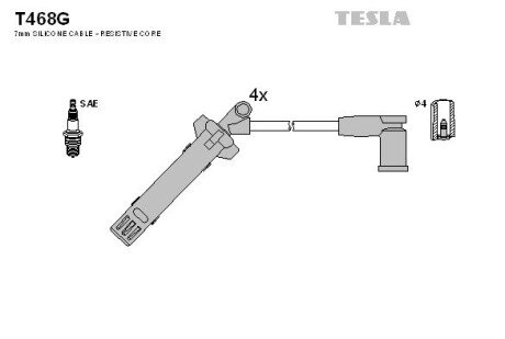 Комплект кабелiв запалювання tesla T468G