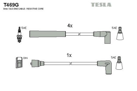 Комплект кабелiв запалювання tesla T469G на Форд Сиерра