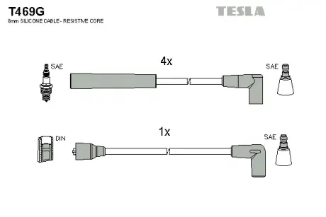 Комплект кабелiв запалювання Tesla T469G