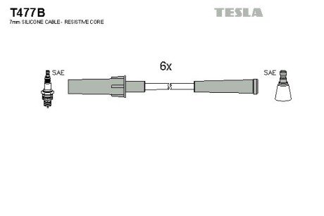 Комплект кабелiв запалювання tesla T477B на Крайслер (Гранд) вояджер