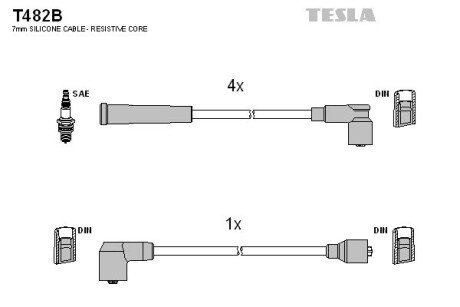 Комплект кабелiв запалювання tesla T482B на Мазда 323 bf