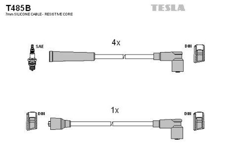 Комплект кабелiв запалювання tesla T485B