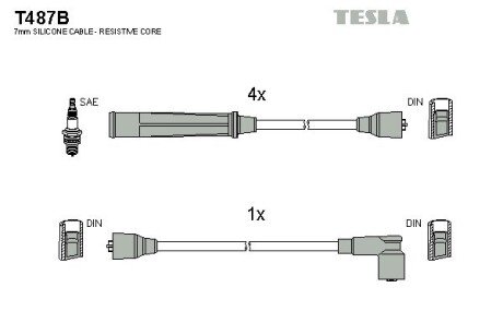 Комплект кабелiв запалювання tesla T487B