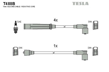 Комплект кабелiв запалювання tesla T488B на Ниссан Bluebird u11