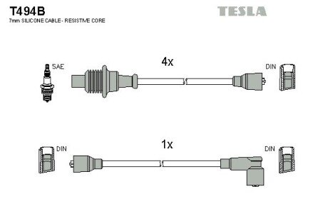 Комплект кабелiв запалювання tesla T494B